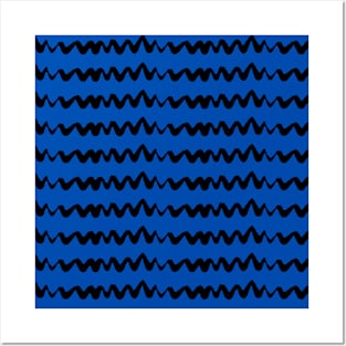 Blue and Black Chevron Pattern Posters and Art